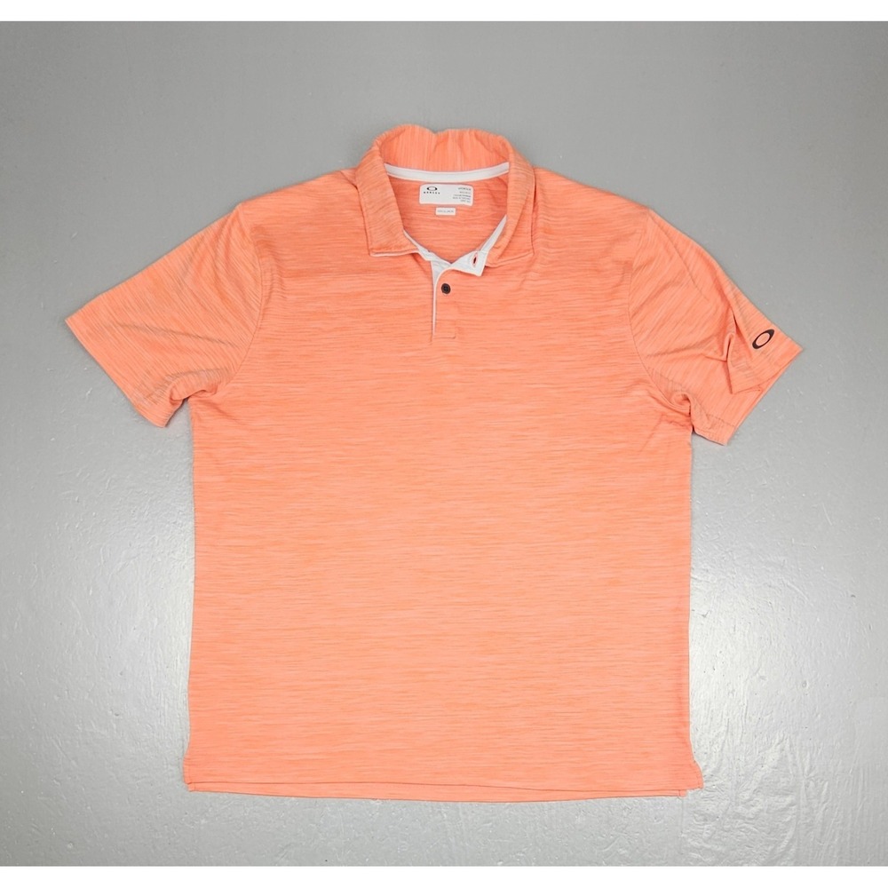 Oakley Aero Hydrolix Polo Shirt Mens‎ Medium  Orange Golf Moisture Wicking